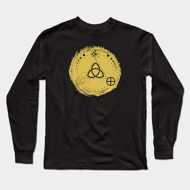 Triquetra - Earth, Sea & Sky | Pagan Symbol Long Sleeve T-Shirt by CelestialStudio